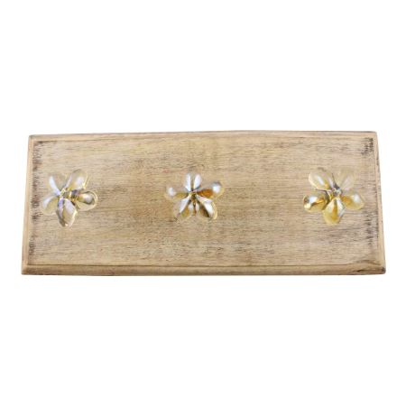 Yellow Glass Flower Wooden Hook